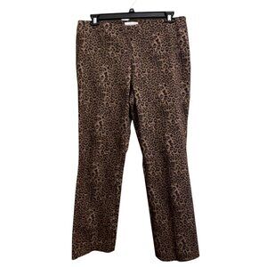 Doncaster Straight Leg Leopard Print Pants Womens 14 Side Zip